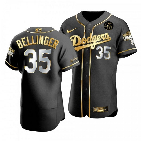 Men's Los Angeles Dodgers #35 Cody Bellinger Black Golden MLB 2020 World Series Champions Sttiched Jersey Men's Los Angeles Dodgers #35 Cody Bellinger Black Golden MLB 2020 World Series Champions Sttiched Jersey